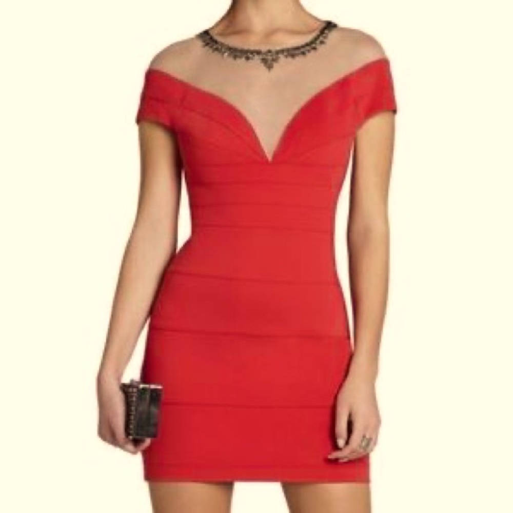 BCBGMAXAZRIA - Piper Tulle-Yoke Mini dress